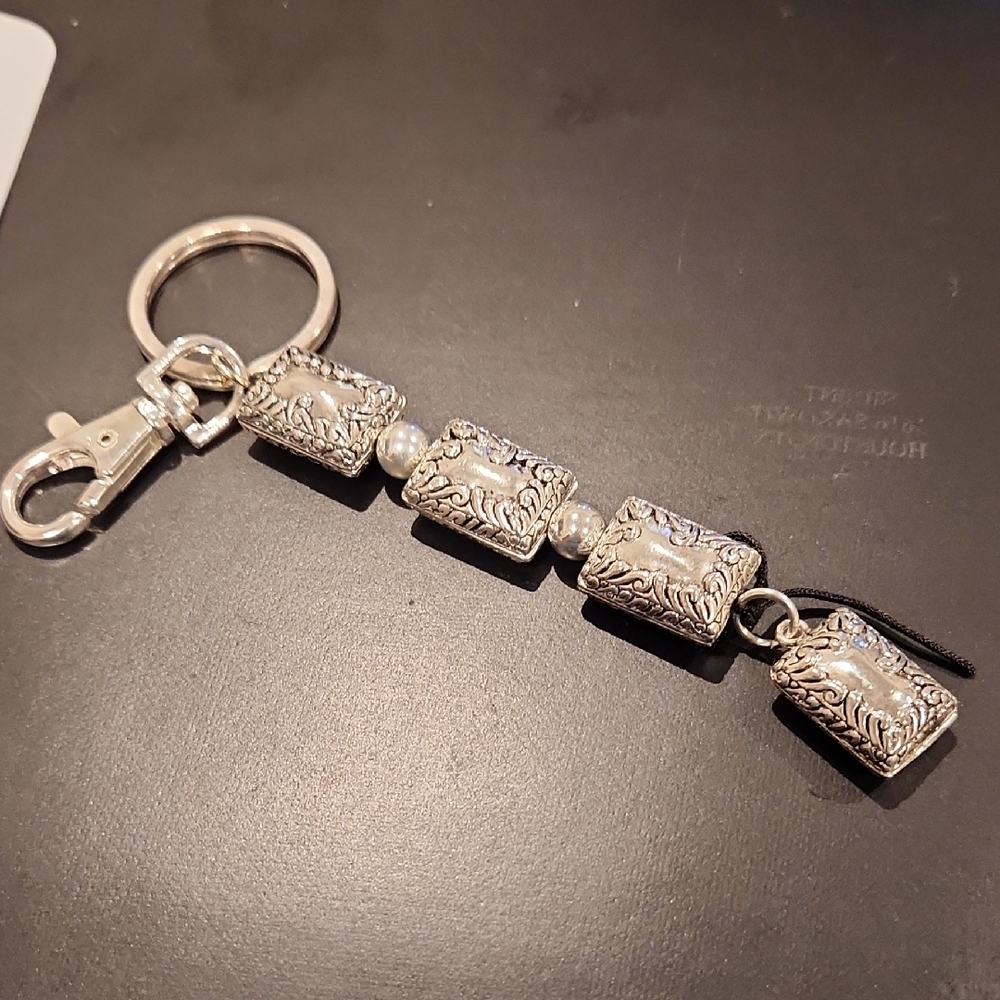 Silver Keychain with Decorative Beads